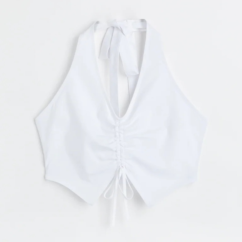 H&M White HalterNeck Drawstring Top - Picture 3 of 7